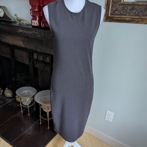 Vince Women's M/L Gray Sleeveless Midi Knit Dress Minimalist Stretch 172
